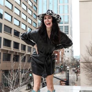 Abercrombie & Fitch Vegan Leather Mini Shirt in Tall